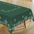 thumbnail image 5 of 60x84inches Christmas Tablecloth Green and White Snowflakes Decorative Table Cloth Washable Wrinkle Resistant Fabric Table Cover for Kitchen Dining Winter Holiday Xmas New Year Party Decor, 5 of 7