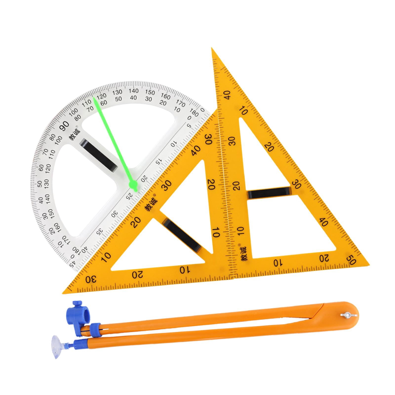 4x Large Math Geometry Rulers Large Number Set Protractor Ruler Teaching Supplies for Classroom Blackboard Teachers White Board Engineering