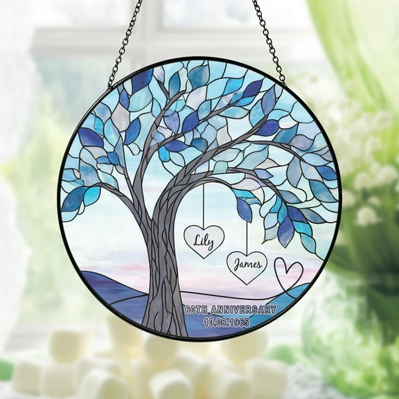 Personalized 60th/65th Wedding Anniversary Suncatcher, 60th Wedding Anniversary Keepsake, Diamond Wedding Anniversary Gift, 65th Anniversary