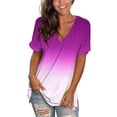 thumbnail image 3 of Groomer Womens Summer Tie Dye Short Sleeve T Shirts V Neck Ombre Tops, 3 of 4