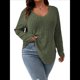 thumbnail image 3 of Suéter Informal de Punto con Cuello en V y Larga para Mujer, Talla Grande Verde 4XL, 3 of 10