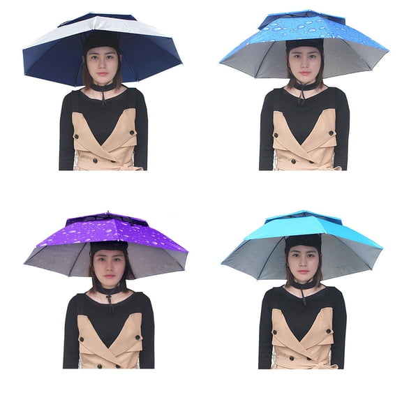 Worallymy Fishing Umbrella Hat Hiking Beach Camping Headwear Cap Foldable Sunscreen Shade Head Umbrella