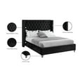 thumbnail image 2 of Meridian Furniture Aiden Solid Wood Tufted Velvet Wing Back King Bed in Black, 2 of 8