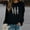 Black, variant on ZKCCNUK Women's 2025 Autumn Winter Casual Crewneck Feather Sweatshirt Long Sleeve Loose Pullover Tops
