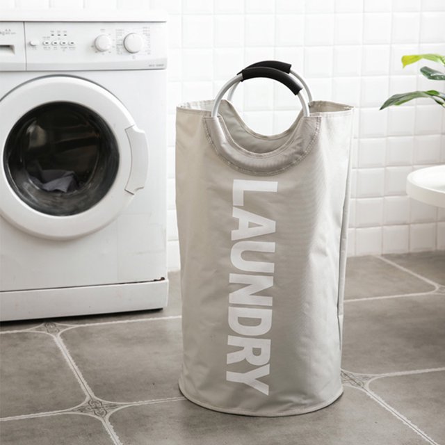 Cesta de ropa sucia Bolsa de lavandería plegable impermeable para dormitorio familiar (gris claro)