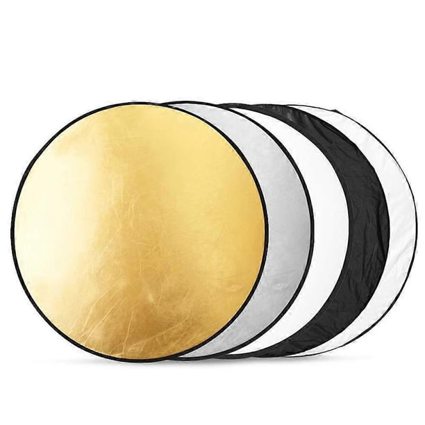 5-in-1 Collapsible Reflector Kit Round Reflector, 110 cm Diameter, Gold, Silver, White, Black