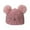 Pink, variant on Krdevn Kids Winter Hand Knit Cartoon Bear Beanie Hat Double Pom Pom Ear Embroidery Stretch Ribbed Soft Warm Unisex Headwear for Toddler Boys Girls