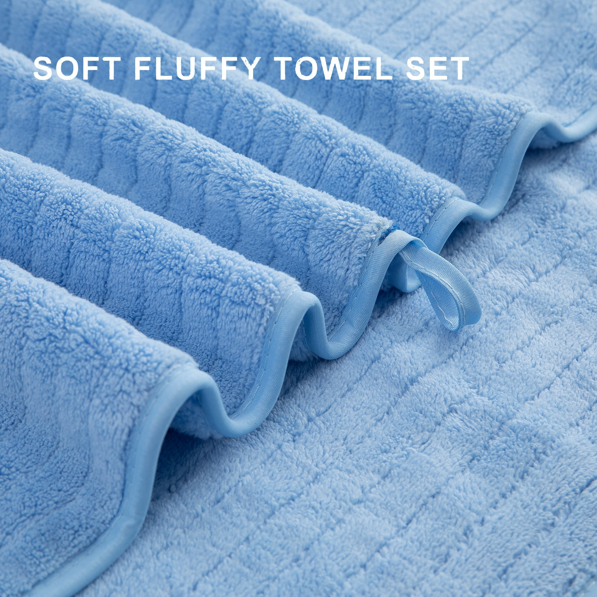 Jessy Home 2 Pack Blue Stripe Hand Towels Set