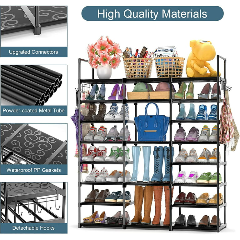 8 Tiers Shoe Rack Storage Organizer with Wheels for Closet