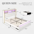 thumbnail image 3 of SIBEDS Bed Frame with Bookcase Storage Headboard and 2 Drawers Linen Cream Upholstered Tufted Wingback Beds, Queen, 3 of 9