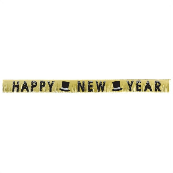 Amscan Happy New Year Foil Fringe Banners, Gold, 2-Pack