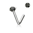 thumbnail image 1 of Nose Ring Stud L-Shape Surgical Steel Screw Piercing 3MM Set CZ Gem 20G 18G 6MM, 1 of 10