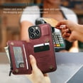 thumbnail image 2 of Dteck Case for Apple iPhone 13 Pro Max 6.7-inch,Retro Magnetic Leather Card Holder Wallet Shockproof Case Hybrid Rubber Zipper Purse Kickstand Protective Cover for iPhone 13 Pro Max,Red, 2 of 6