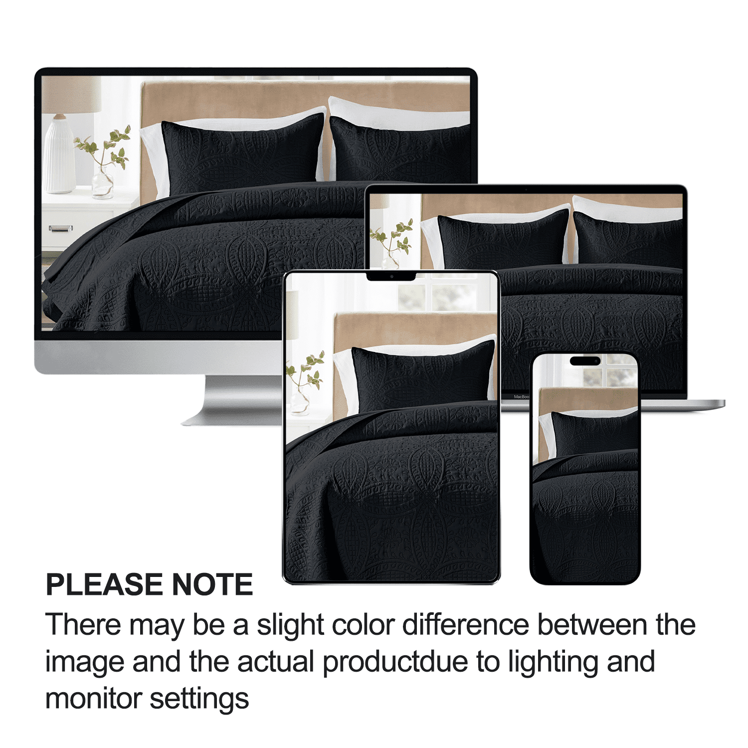 Flymme Quilt for King Beds Black,3 Piece Soft Lightweight Bedspread with Pillow Sham, Modern Blanket Thin Comforter Bed Cover for All Season
