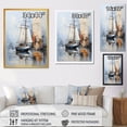 thumbnail image 4 of Designart "Tranquil White and Blue Horizon Boat III" Coastal Framed Wall Art - Coastal Blue Coastal Minimalism Hallway Framed Wall Art Decor, 4 of 6