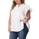 thumbnail image 4 of Agnes Orinda Blusa de Peplum para Mujer Talla Grande con Cuello en V y Volantes, Fluida, 3X, Blanca, 4 of 6