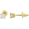 thumbnail image 3 of 14K Yellow Gold Round Cut Diamond Solitaire Studs 4 Prong Basket Earrings 1/2 CT, 3 of 5