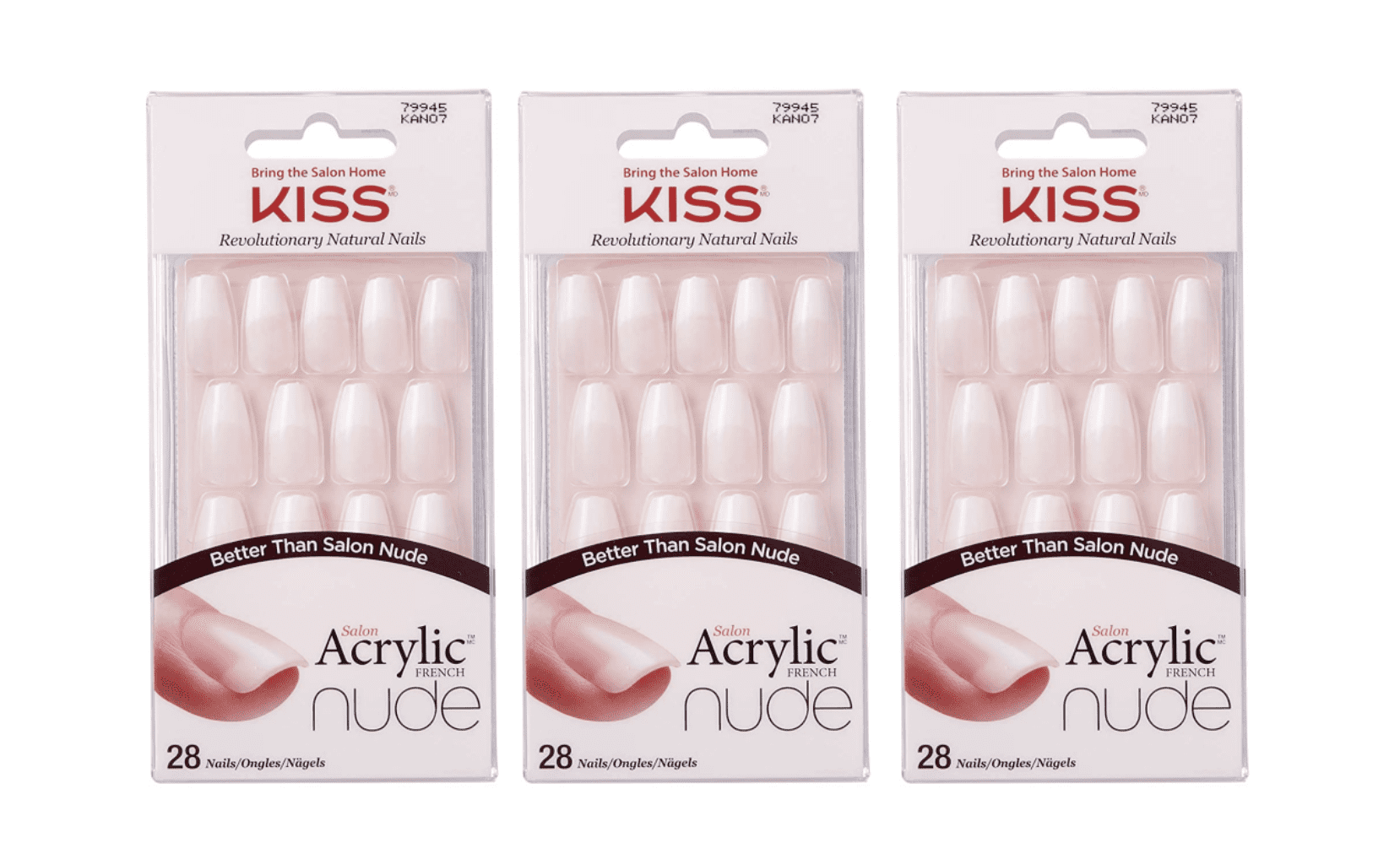 KISS Acrylic Nude French Nails (#KAN07 - 3PACKS) - Walmart
