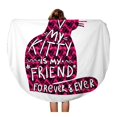 thumbnail image 1 of NUDECOR Serviette de Plage Ronde 60 Pouces Couverture Silhouette de Chat et Motif Cœurs Composition Intérieure Tapis de Voyage Circulaire Jeté de Plage, 1 of 2