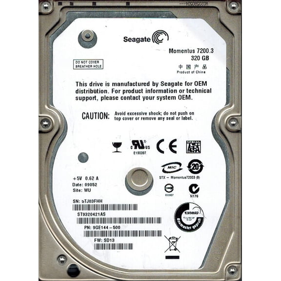 Seagate ST9320421AS P/N: 9GE144-500 F/W: SD13 320GB WU