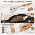 thumbnail image 3 of Kitchen Cooking Utensils Set, 33 pcs Non-stick Silicone Cooking Kitchen Utensils Spatula Set with Holder, Wooden Handle Silicone Kitchen Gadgets Utensil Set (Cream White), 3 of 7