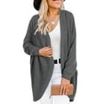 thumbnail image 6 of Qiylii Women’s Solid Color Coat Long Sleeve Mid-length Irregular Knitted Top, 6 of 9