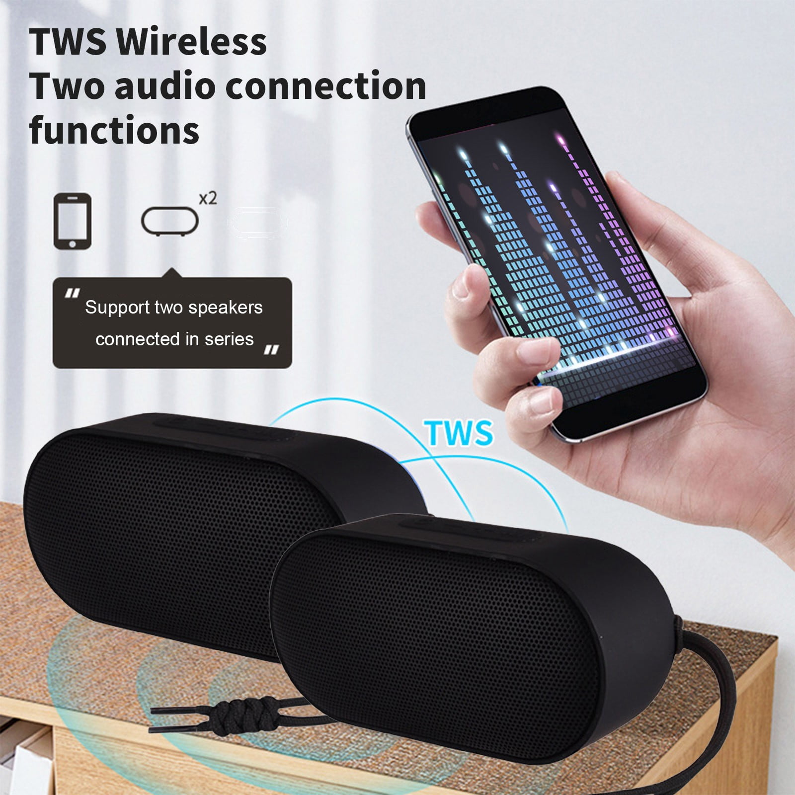 Bdday Bluetooth 5.2 Desktop Speaker With USB Flash Drive And Memory Card Portable Waterproofs And High Volume Bluetooth Speaker
