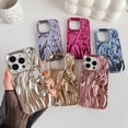thumbnail image 2 of for iPhone 15 Pro Case,Pleated Water Ripple Chrome Wave Pattern Soft Compatible with iPhone Case (Gold,iPhone 15 Pro), 2 of 7