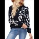 thumbnail image 3 of Suéter de Larga para Mujer, Suéter Informal de Otoño con Cuello Redondo, Jersey de Punto con Estampado de Leopardo, y Holgado. Negro M, 3 of 10