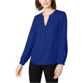 thumbnail image 1 of INC Blusa con cuello dividido para mujer, azul, mediana, 1 of 1