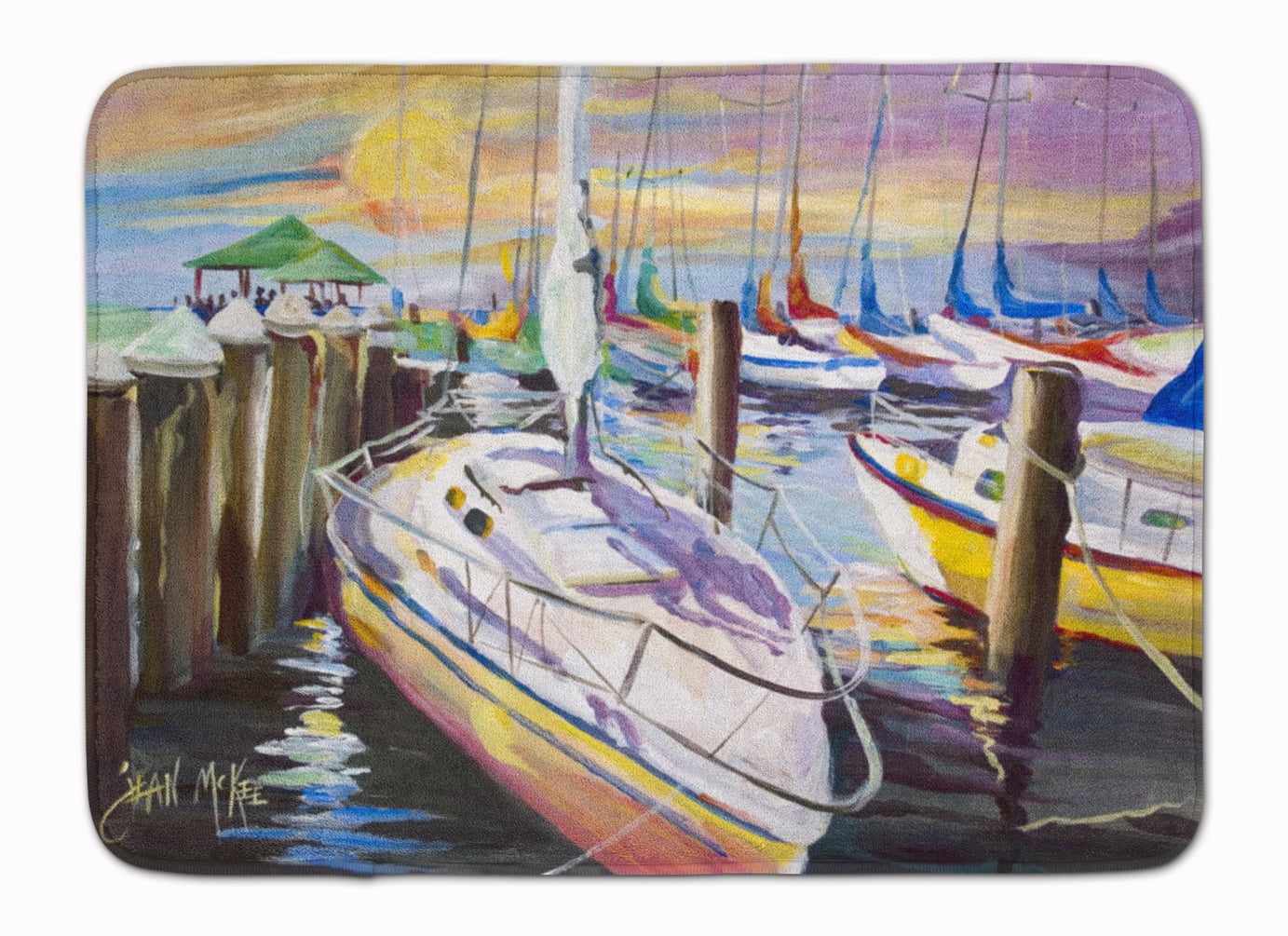 Carolines Treasures Sailboats at The Fairhope Yacht Club Floor Mat 19 x 27 Multicolor