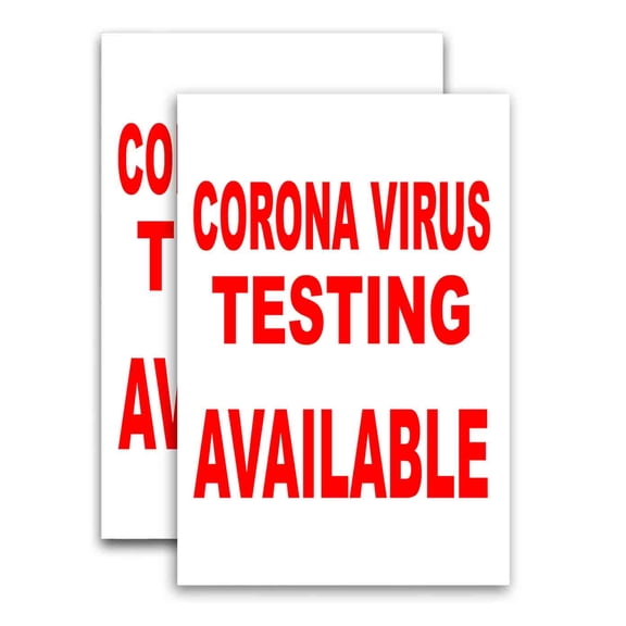 Virus Testing Available (24" X 36") Vinyl Decal Only (Pack of 2) |Sign|Sticker|Poster