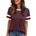 thumbnail image 2 of Womens T Shirts Summer Tops 2025 Color Block Short Sleeve Crewneck Loose Stylish Basic Tees Tshirts Shirts for Women, 2 of 6