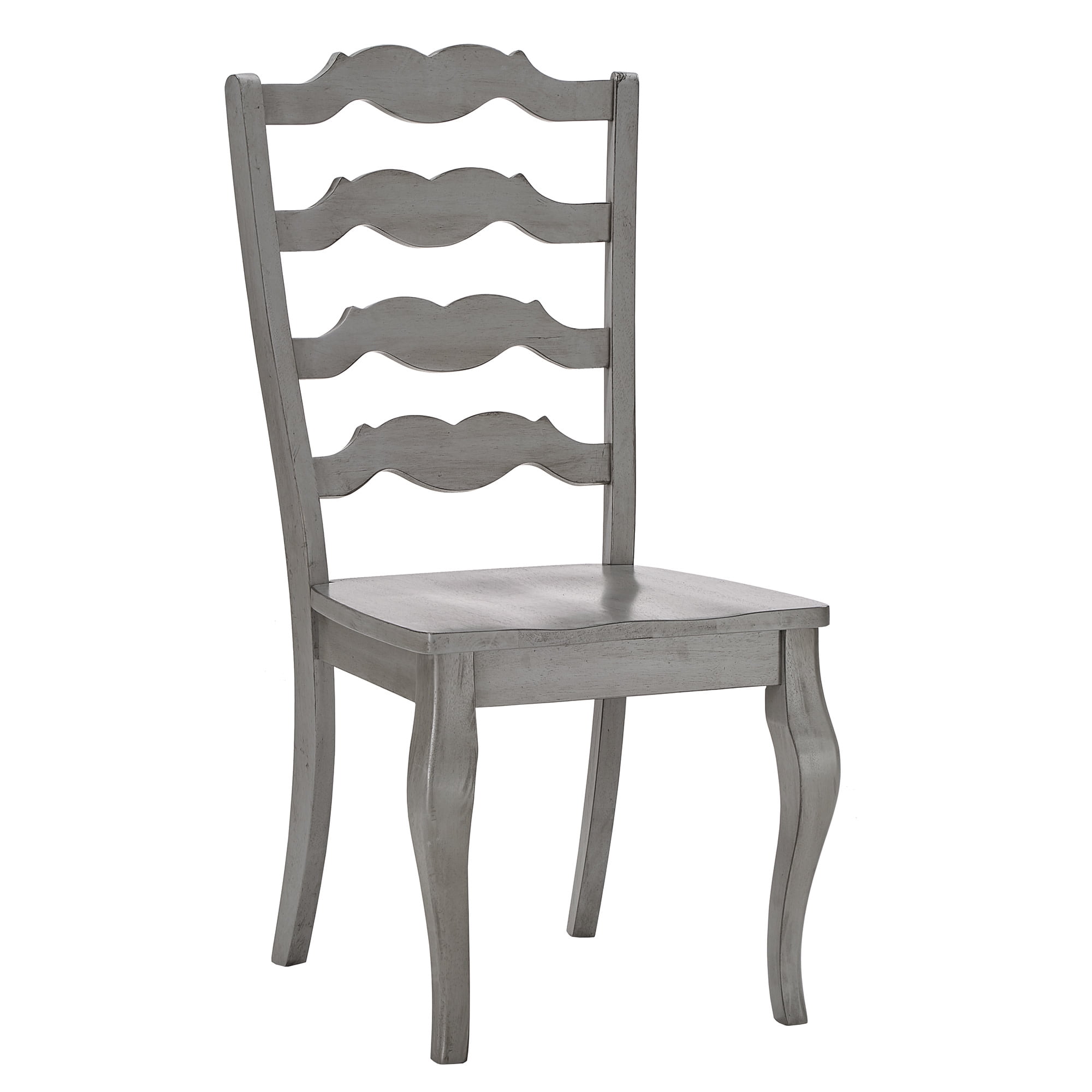 Weston Home Farmhouse French Ladder Back Wood Dining Side Chairs, Antique Grey (Set of 2)