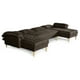 thumbnail image 4 of Sala Modular Doble Chaise Makora Salazar con Memory Foam Color Chocolate Lino Respaldo Reclinable de 3 Posiciones, 4 of 7