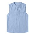 thumbnail image 6 of Lopecy-Sta Tank Tops for Men Stand Collar Half Button Sleeveless Henley Linen Blend Chest Pocket Loose Casual Summer Vests, 6 of 6
