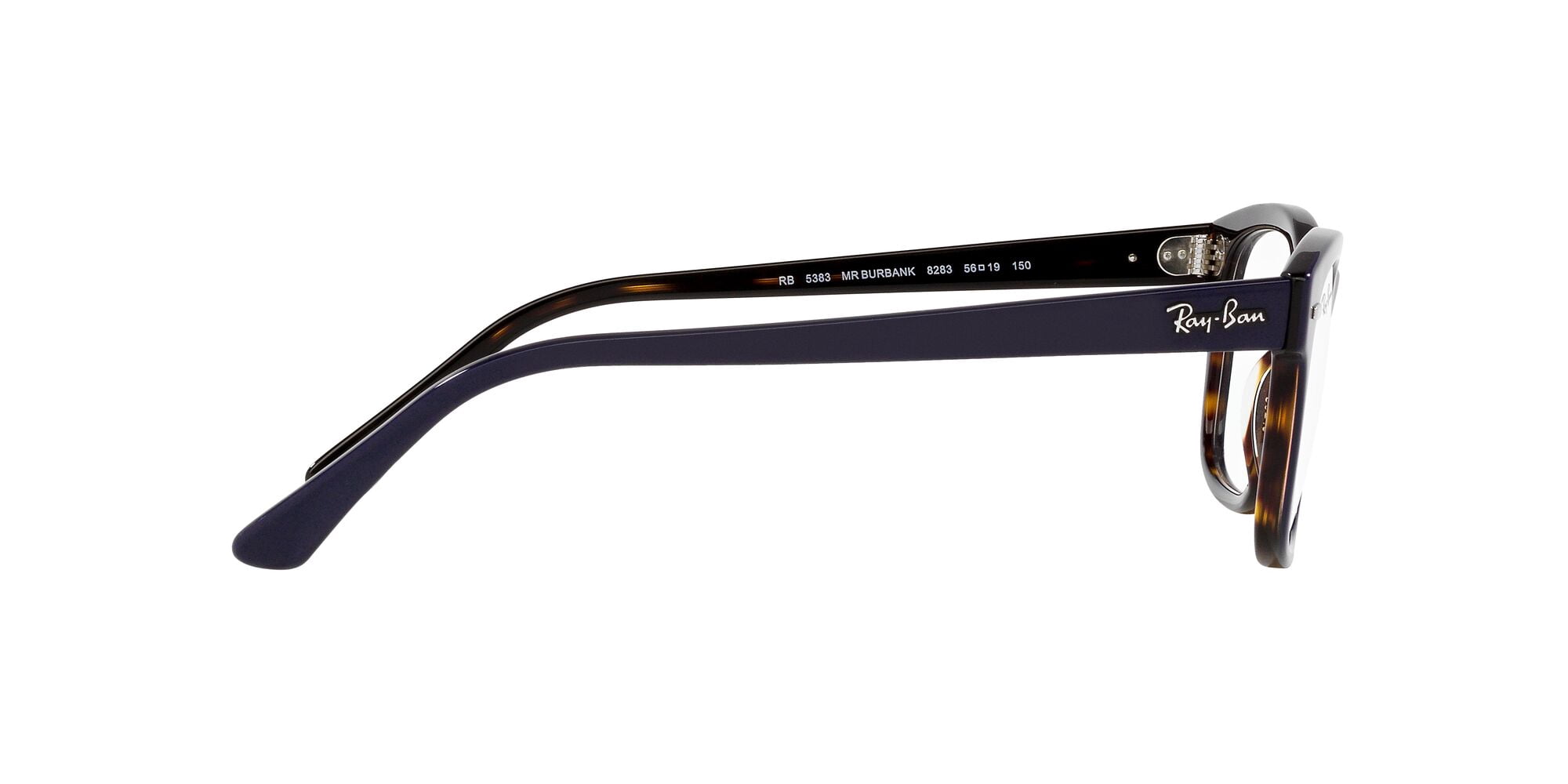 Ray-Ban Burbank Optics Glasses, Prescription Eyeglasses with Case, Demo Lens/Blue On Havana, Size 56