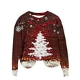 thumbnail image 3 of Craaazy Women's Christmas Fashion Casual Printed Round Neck Capless Loose Long Sleeve Tops Gifts, 3 of 4