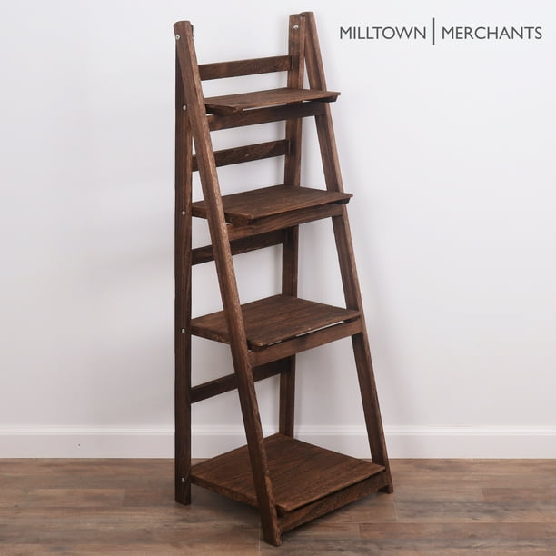Milltown Merchants Ladder Shelf Wooden Ladder Bookshelf Leaning