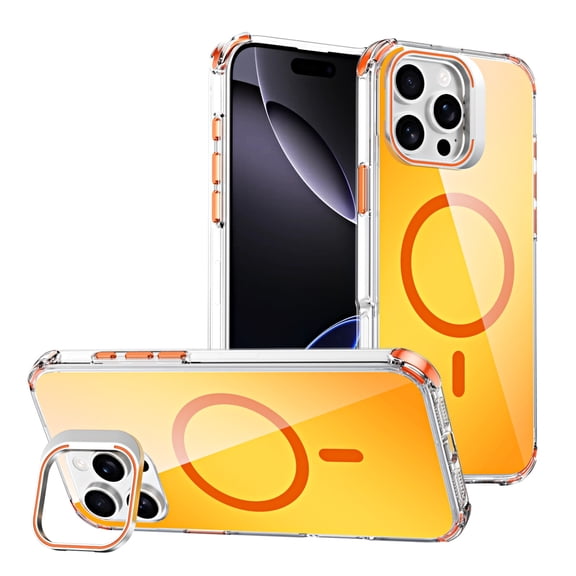Cute Case for iPhone 16 Pro Max (6.9 inch) Case with Stand for Women Girls [Compatible with Magsafe] Aesthetic Glitter Sparkly Bling Magnetic Phone Cover with Camera Lens Kickstand
