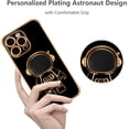 thumbnail image 2 of for iPhone 13 Pro Max Case Cute 6D Astronaut Case with Stand Function Luxury Plating Case Cover Slim Fit Soft TPU Shockproof Bumper Protective Electroplated Case for Girls Boys,6.7 inch,Black, 2 of 12