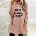 thumbnail image 2 of Holiday Usmixi Womens Plush Sweatshirt Winter Womens Fleece Sweater Long Sleeve Crewneck Cozy Soft Plush Sweatshirt Fashion Letter Print Loose Thickened Pullover Tops with Pocket Big Saving, 2 of 4