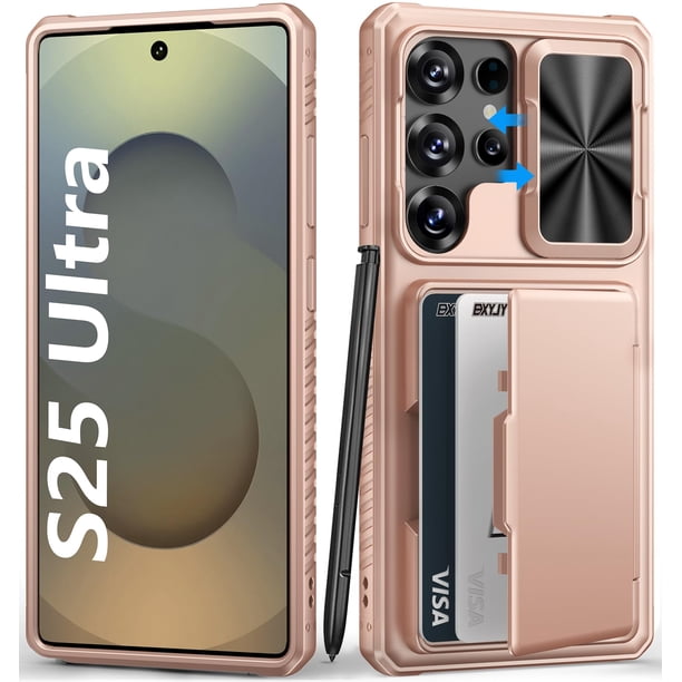 Funda de teléfono tipo cartera BXYJY para Samsung Galaxy S25 Ultra Rose Gold