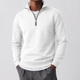 thumbnail image 2 of JULMCOMO Quarter Zip Pullover Sweatshirt for Men Solid Color Stand Collar Long Sleeve Casual Athletic Tops for Fall Winter White XL, 2 of 8