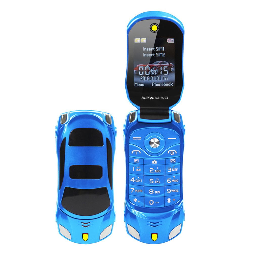 F15 Unlocked Flip Phone Dual Sim Mini Sports Car Model Blue Lantern