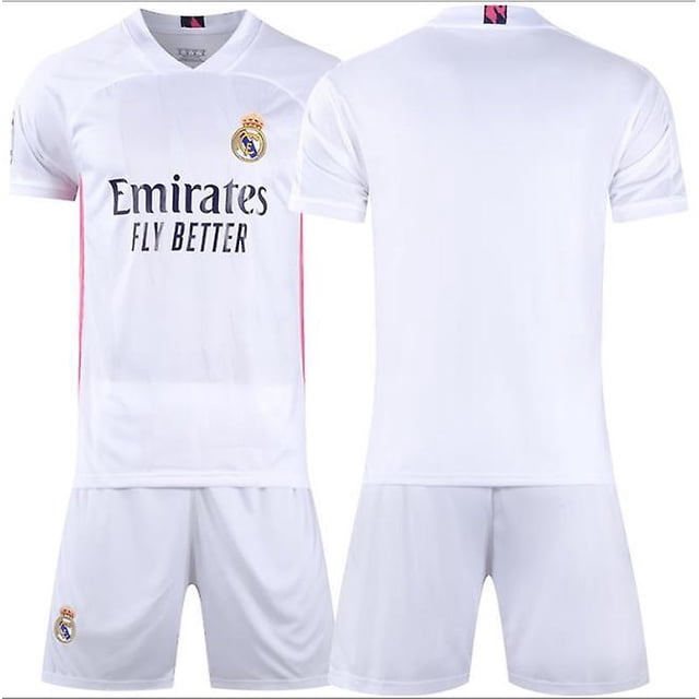 Nuevo 2021/2022 Jersey de fútbol para niños 7 # Hazado 8 # Kroos 10 # Modric Football Jerseys Suit Shorts Set-White-26 BmatwkZeng Bmatwk Jersey