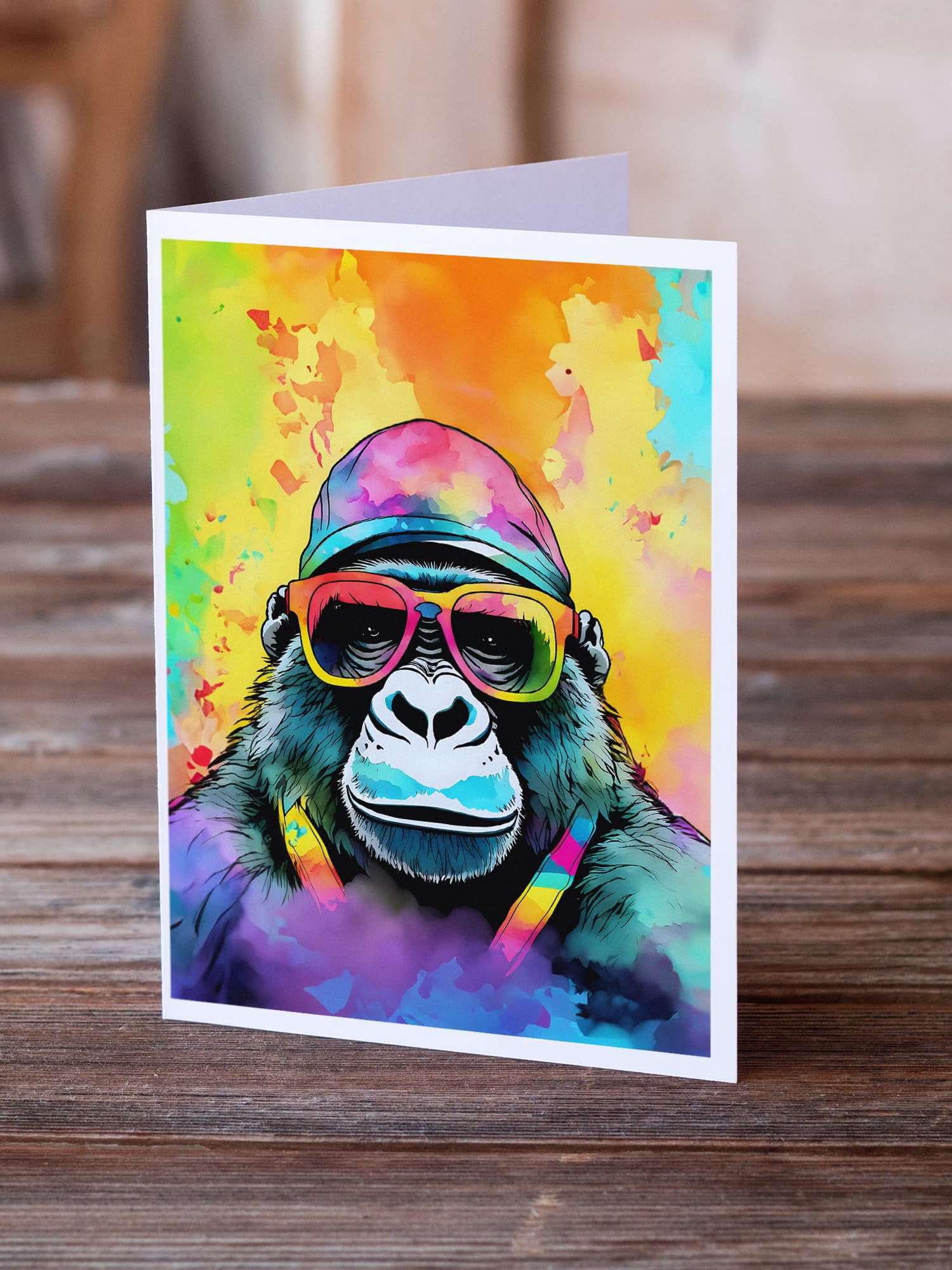 Hippie Animal Gorilla Greeting Cards Pack of 8 7 in x 5 in