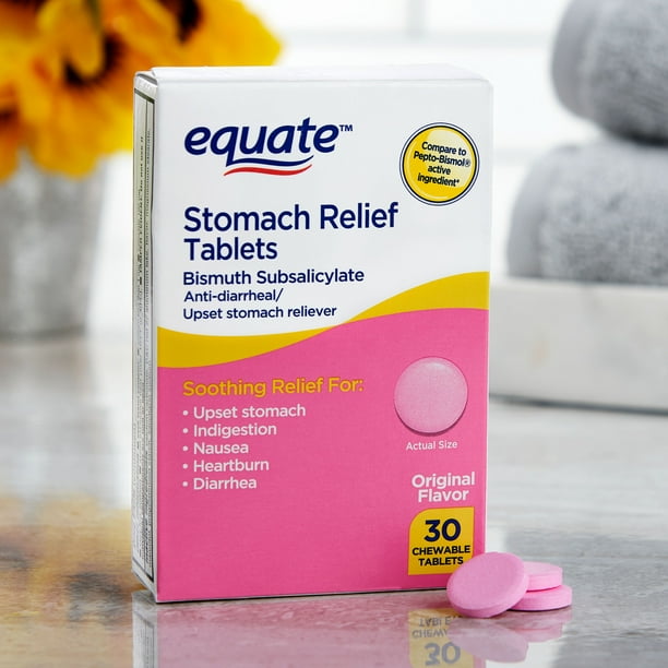 Equate Stomach Relief Chewable Tablets, 262 mg, 30 Count