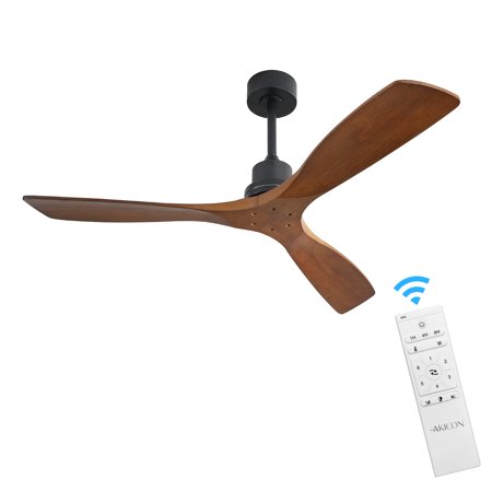 

Ultra Quiet 52 Solid Wood Ceiling Fan with Remote Control Reversible Blades 3-Speed Matte Black