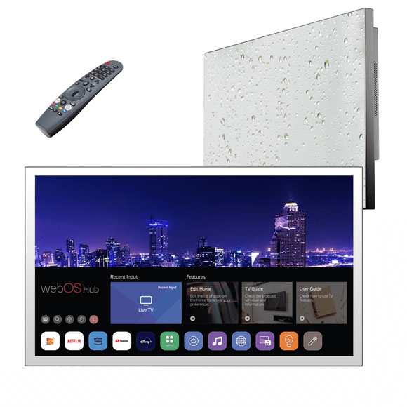 Soulaca Téléviseur 24 Pouces Écran Miroir Intelligent à Disparition Salle de Bain LED webOS Étanche Sans Cadre Montage Mural Commande Vocale ATSC DTV